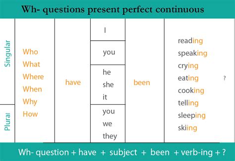 present perfect continuous questions example