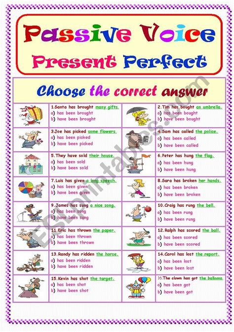 present perfect continuous tense active and passive voice exercise pdf class