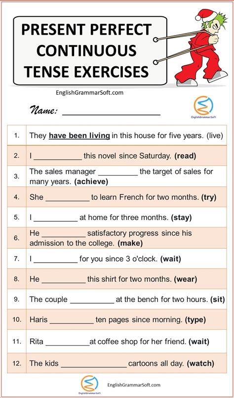 present perfect continuous tense exercises pdf class 7