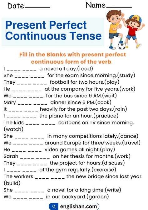 present perfect continuous tense quiz with answers pdf
