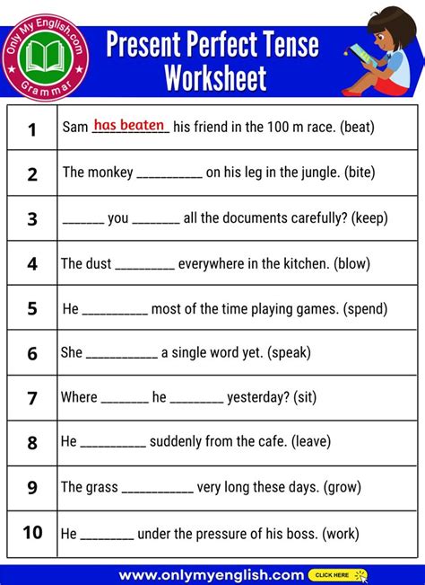 present perfect exercises with answers online
