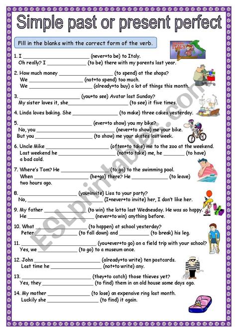 present perfect past simple exercises