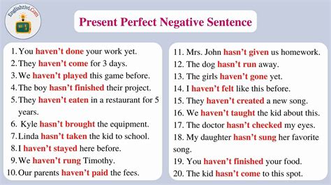 present perfect tense interrogative negative sentences examples