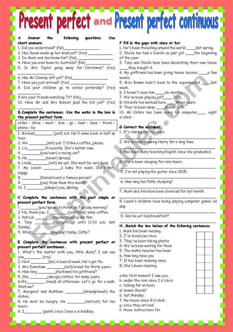 present perfect vs present perfect continuous exercises with answers pdf