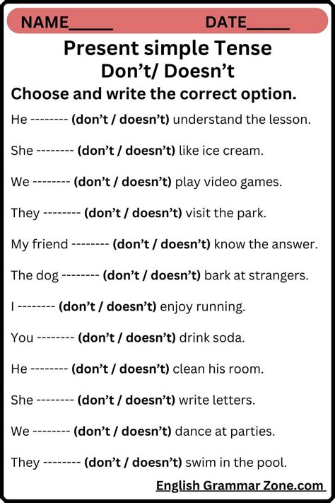 present simple don t doesn t exercises pdf