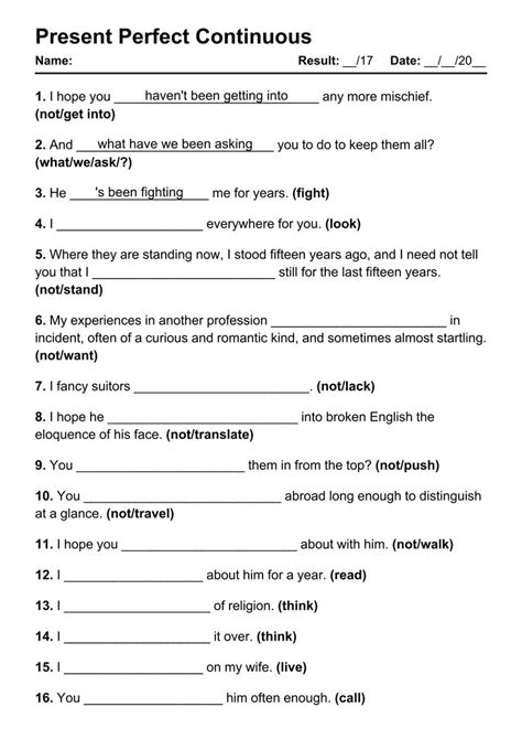 present simple present continuous present perfect exercises with answers pdf class