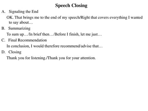presentation ending speech sample