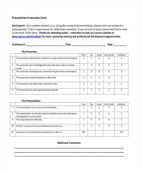 presentation survey template