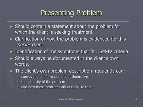 presenting problem example treatment plan