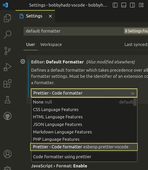 prettier code formatter not working in vs code
