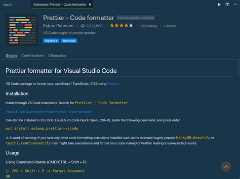prettier visual studio code format on save