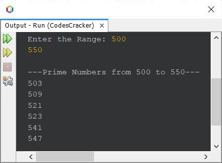 prime number pattern program in java