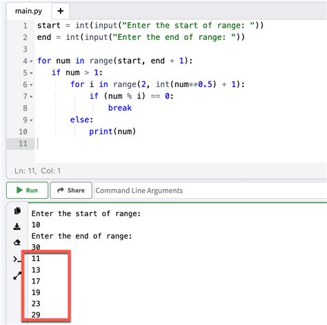 prime number program in python example