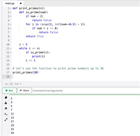 prime number program in python using for loop