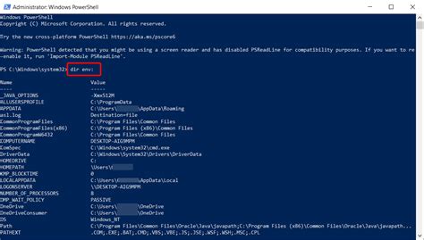 print all env variables powershell