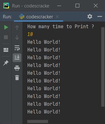 print hello world 10 times in python using for loop