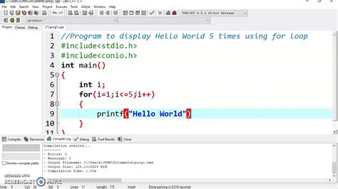 print hello world 5 times in python using for loop