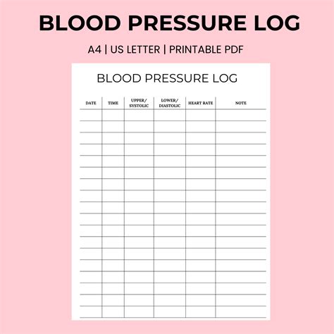 Printable Blood Pressure Log Sheets