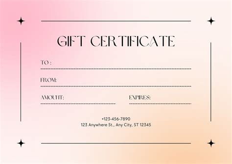 Printable Gift Certificates Free Template