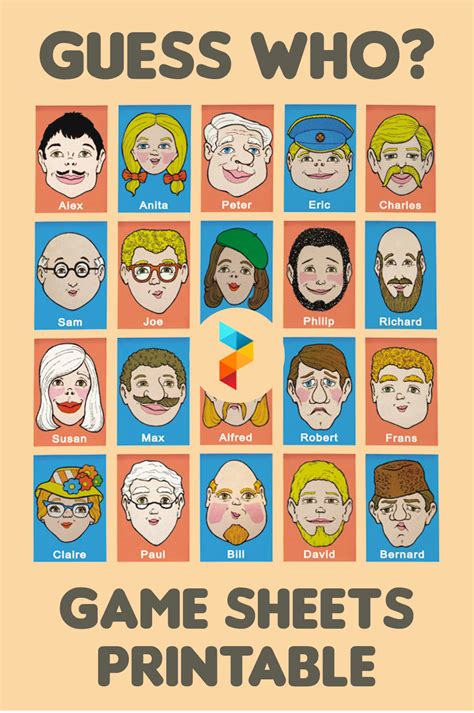 Printable Guess Who Character Sheets
