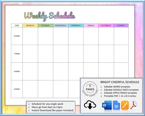 Printable Weekly Timetable