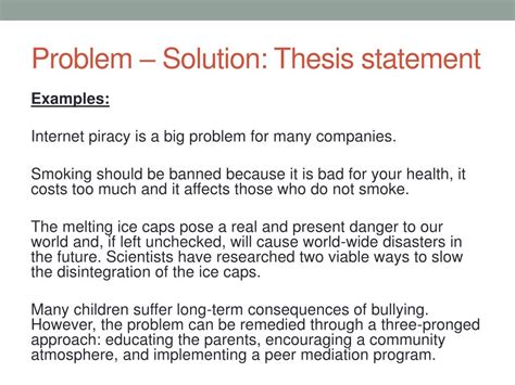 problem solution essay thesis statement