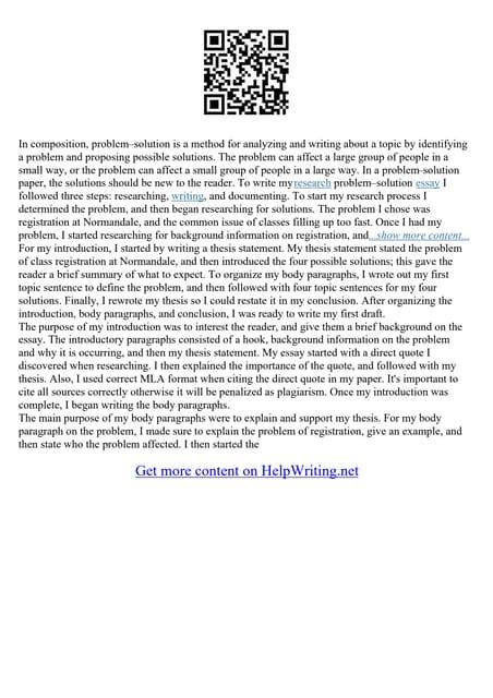 problem solution paragraph examples pdf