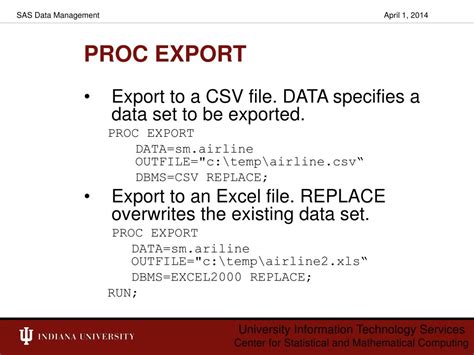 proc export sas csv example