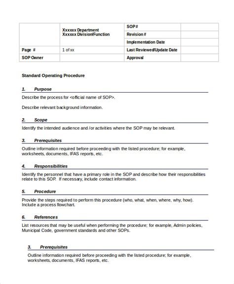 procedure document template word