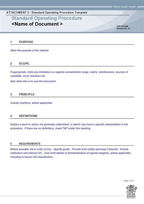 procedure format template word
