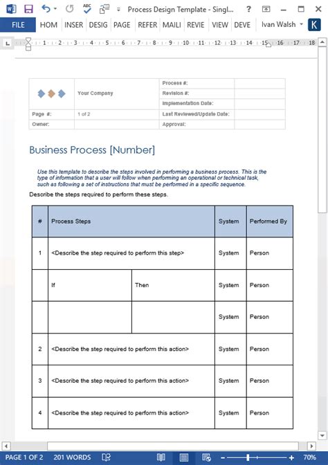 process definition document template word