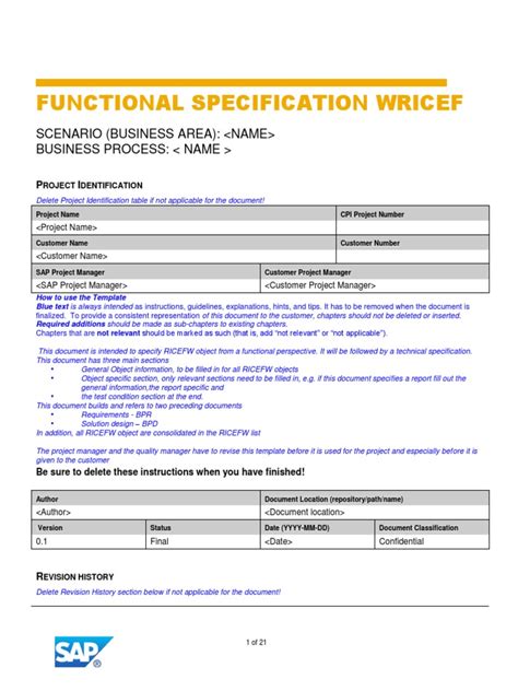 process specification template
