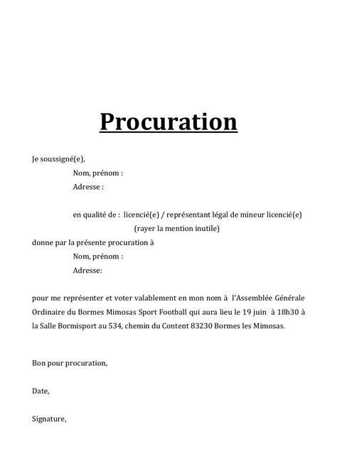 procuration format