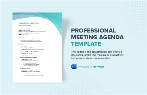 Professional Agenda Template
