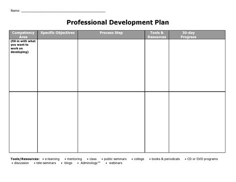 professional development plan template pdf