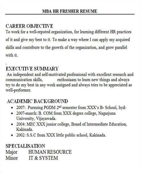 professional summary examples for freshers