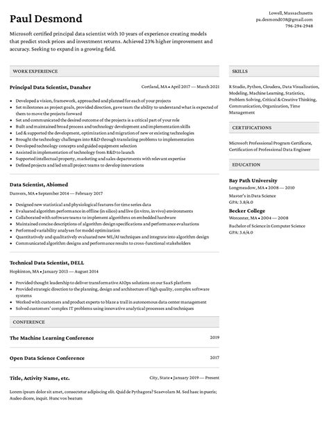 professional summary for fresher data scientist