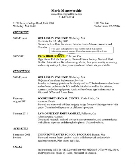 profile for cv for students examples
