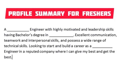 profile summary examples in naukri