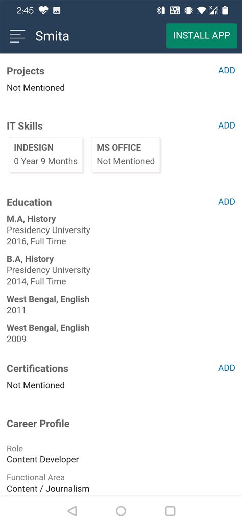 profile summary in naukri examples