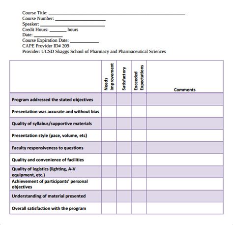 program assessment template
