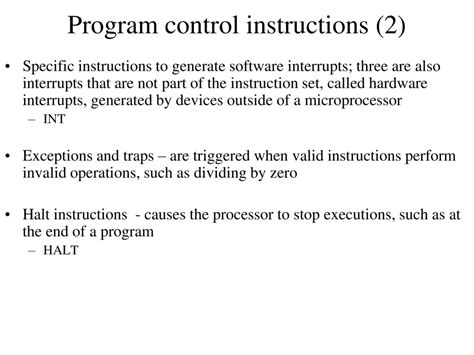 program control instructions in microprocessor