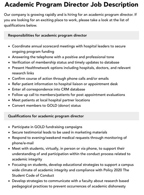 program director skills
