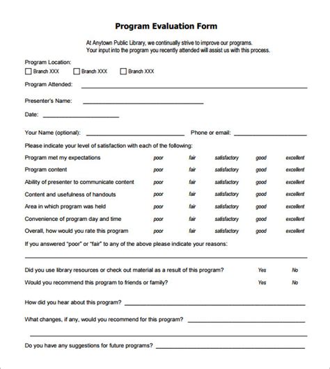 program evaluation questions examples