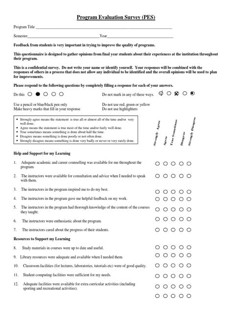 program evaluation survey questions