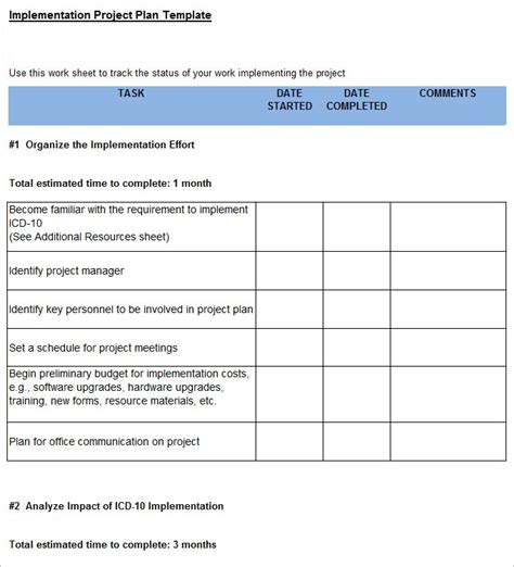 program implementation plan template word
