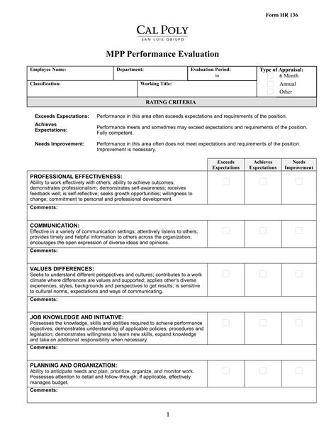 program manager performance evaluation samples
