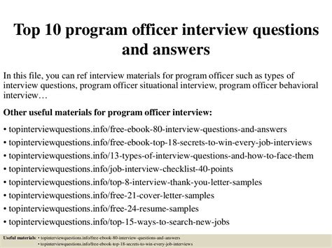 program officer interview questions and answers pdf