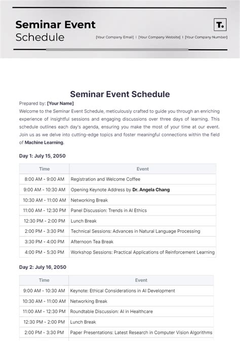 program schedule for seminar