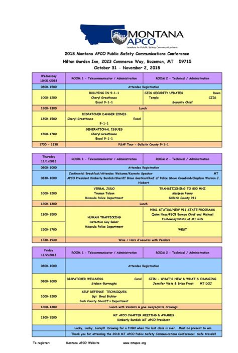 program schedule format for conference